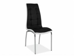 Scaun Bucatarie H104, Piele Ecologica Negru / Alb Mat