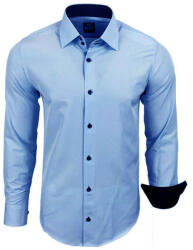 RUSTY NEAL cămașă bărbați R-44 cu mânecă lungă, slim fit Albastru deschis L