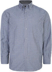 KAM Jeanswear Camasa cu maneca lunga carouri gingham mici de culoare gri dintr-un mix de bumbac 55% si polyester 45% - 3XL 4XL 5XL 6XL