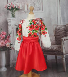 Ie Traditionala Kids Rochita cu motive traditionale cu Maci 2 - ietraditionala - 109,00 RON