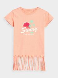 4F Tricou cu imprimeu și franjuri franjuri pentru fete