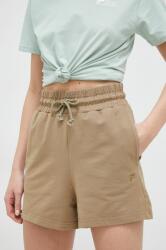 Fila pantaloni scurti femei, culoarea maro, neted, high waist PPYX-SZD0AH_88X (FAW0417)
