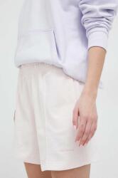 New Balance pantaloni scurti din bumbac culoarea roz, neted, high waist PPYX-SZD0PP_30X (WS23552WAN)