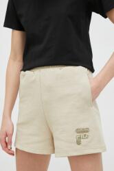 Fila pantaloni scurti din bumbac culoarea bej, cu imprimeu, high waist PPYX-SZD0AI_80X (FAW0446)