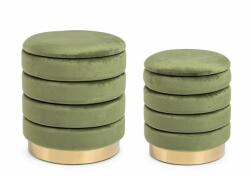 Bizzotto Set 2 tabureti catifea verde 36x38 cm, 40x44 cm (0720592)