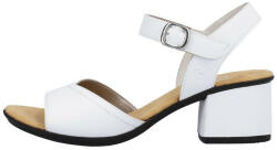 RIEKER Sandale dama, Rieker, 64650-80-Alb, casual, piele naturala, cu toc, alb (Marime: 40)