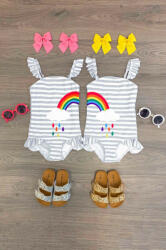 drool Costum de baie, Motiv curcubeu, pentru gemene (drl47d26)