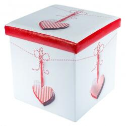  Taburete cu spatiu depozitare, Design, MDF/ Piele ecologica, 100 kg, 38 x 38, Martisor Multicolor