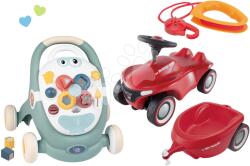 Smoby Set premergător didactic și cărucior Trotty Walker 3in1 Little și babytaxiu Smoby cu remorcă cu frânghie de tracare (SM140304-18)