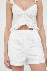Guess pantaloni scurti femei, culoarea alb, neted, high waist PPYX-SZD024_00X (W3GD96.WFCO0)