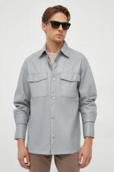 Benetton camasa barbati, culoarea gri, cu guler clasic, regular 9BYX-KDM0LZ_90X (5QWAUQ02W.16K)