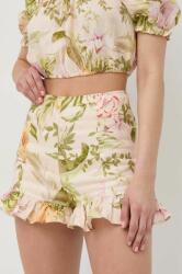 Guess pantaloni scurti din in femei, culoarea bej, modelator, high waist PPYX-SZD01Y_01X (W3GD84.WCWA0)