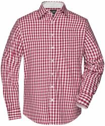 James & Nicholson (Daiber) Cămașă în carouri pentru bărbați JN617 - Bordeaux / albă | XXL (1-JN617-1709317)