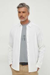Giorgio Armani camasa din bumbac barbati, culoarea bej, cu guler clasic, relaxed PPYH-KDM07G_01X (3DZCLA.ZJ9AZ)