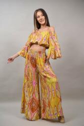 Sweet Girl COMPLEU PANTALON CU TOP CROP CU FLORI ROBERTA Galben S-M