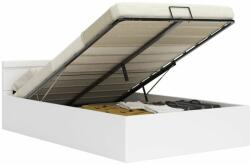  Cadru pat hidraulic cu ladă LED alb 160x200 cm, piele ecologică (285550)