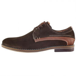 Pieton Pantofi barbati, Pieton, 184-S-Maro, elegant, piele intoarsa, cu toc, maro (Marime: 42)