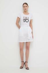 Liu Jo pantaloni scurti femei, culoarea alb, neted, high waist PPYH-SPD0I7_00X (VA4121.T3330)
