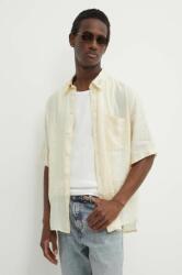 Diesel cămașă de in S-EMIL-SHORT CAMICIA culoarea bej, cu guler clasic, regular, A12854.0LIAL PPYH-KDM0EU_02X (A12854.0LIAL)