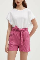Pepe Jeans pantaloni scurti VALLE femei, culoarea roz, neted, high waist, PL801097 PPYH-SZD06Z_43X (PL801097)