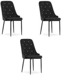  Scaun Bucatarie Si Dining AMORE Catifea Negru /Picioare Negre x 3 Buc