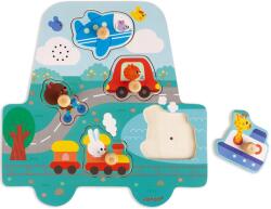 Janod Puzzle muzical din lemn Janod - Vehicule (J07093)
