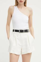 IRO pantaloni scurti femei, culoarea bej, neted, high waist PPYH-SZD0O8_01X (WM30TESANE)