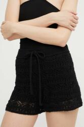 IRO pantaloni scurți din amestec de in culoarea negru, neted, high waist PPYH-SZD0O6_99X (WM30LOREEN)