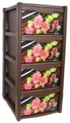 GimiHome Dulap pentru depozitare, din plastic, 4 sertare cu floricele (GM52125) Garderoba