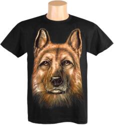 TifanTEX Tricou negru pentru bărbați, imprimeu ciobănesc german (2253E9)