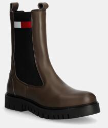 Tommy Jeans ghete chelsea de piele TJW LONG CHELSEA BOOT femei, culoarea maro, cu platforma, EN0EN02625 9BYH-OBD1R8_89X (EN0EN02625)