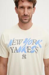 47 brand tricou din bumbac MLB New York Yankees barbati, culoarea bej, cu imprimeu, BB017TEPUFF636101Y0 9BYH-TSM1GO_01X (BB017TEPUFF636101Y0)