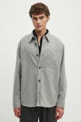 APC A. P. C. camasa de lana surchemise basile brodee poitrine culoarea gri, cu guler clasic, relaxed, WVBCV. H02918 9BYH-KDM0BD_09X (WVBCV.H02918)