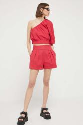 Abercrombie & Fitch pantaloni scurti din in culoarea roz, neted, high waist PPYX-SZD0YP_30D (KI149.3226.635)