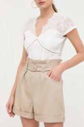 Morgan pantaloni scurti din bumbac culoarea bej, neted, high waist PPYX-SZD0WP_80X (SHEAN.BEIGE)