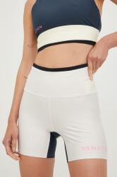P. E Nation pantaloni scurți de antrenament Outline femei, culoarea bej, cu imprimeu, high waist PPYY-SZD171_80X (22PE2S019)