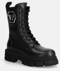 Philipp Plein bocanci de piele Embossed Army Boot femei, culoarea negru, cu platforma, WSE0811 PLE010N 02 9BYH-OBD225_99X (WSE0811.PLE010N.02)