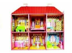 LeanToys Jucarie casuta de papusi pentru fetite vila cu etaj si mobilier leantoys (104097) Casuta papusi