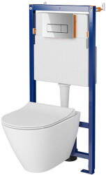 Cersanit Set rezervor WC cu cadru B601 Cersanit Tech Line Opti si clapeta B1 crom plus vas WC City cu capac alb (S701-630)