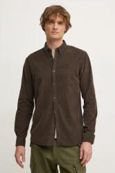 Lindbergh camasa din velur culoarea verde, cu guler button-down, regular, 30-225016 9BYH-KDM0BN_87X (30.225016.BLACK.OLIV)
