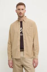 Benetton camasa din velur culoarea bej, cu guler button-down, regular, 5HFYUQ04V 9BYH-KDM06U_80X (5HFYUQ04V)