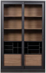 WOOOD Vitrină neagră/în culoare naturală din lemn de pin cu ușă glisantă 125x200 cm James - WOOOD Vitrina