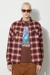 Billionaire Boys Club cămașă din lână Check longsleeve culoarea roșu, cu guler button-down, regular, B23424 PPYH-KDM079_33X (B23424)