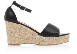 Tsoukalas Espadrile Platforme negre imitație de piele cu baretă la gleznă