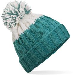 Beechfield Căciulă tricotată în două culori cu pompon - Emerald / albă (CB437-1000386625)