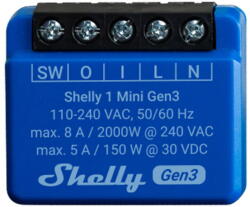 Shelly Releu inteligent Releu inteligent Plus 1 Mini GEN3 3800235261576, 1 canal, 8A (37655) - vexio
