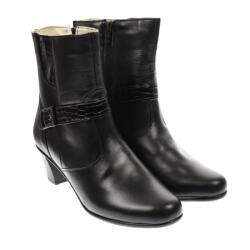 RUSAY Ghete dama din piele naturala, cu fermoar, negre, IMBLANITE - 35CT - ciucaleti