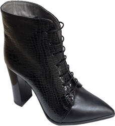 Ninna Art Shoes Ghete dama elegante negre din piele naturala croco si box - NA0123 (NA0123)