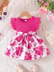 SuperBaby Rochita roz ciclamen cu imprimeu cu floricele pe fond alb