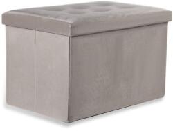  Taburet Pliabil Nasturi XL Catifea Bej 60x38x38cm